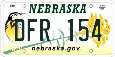 NE license plate DFR154