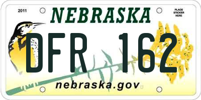 NE license plate DFR162
