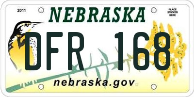NE license plate DFR168