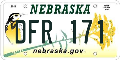 NE license plate DFR171