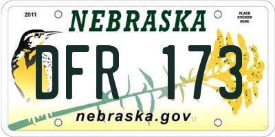 NE license plate DFR173
