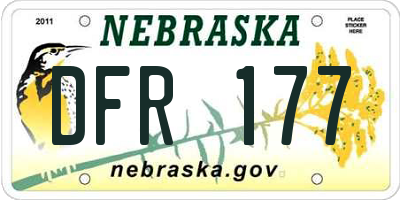 NE license plate DFR177