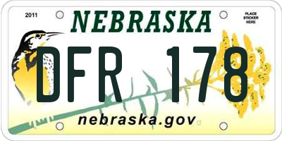 NE license plate DFR178