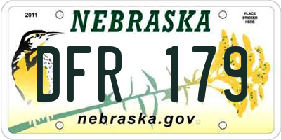 NE license plate DFR179