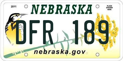 NE license plate DFR189