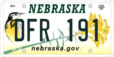 NE license plate DFR191