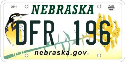 NE license plate DFR196