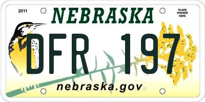NE license plate DFR197