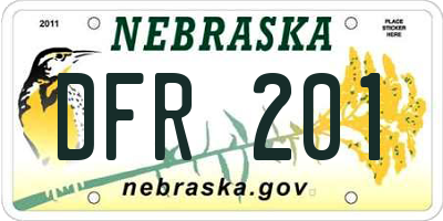 NE license plate DFR201