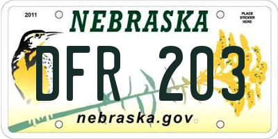 NE license plate DFR203