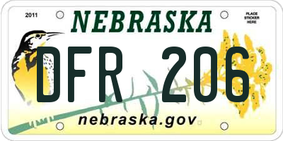 NE license plate DFR206