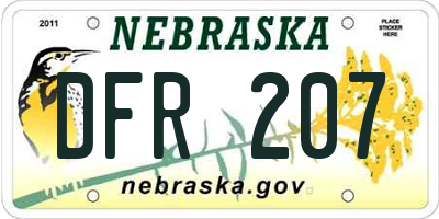 NE license plate DFR207