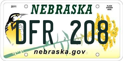 NE license plate DFR208