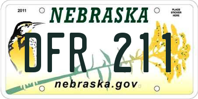 NE license plate DFR211