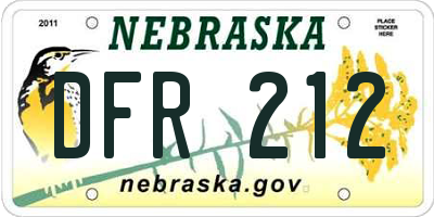 NE license plate DFR212