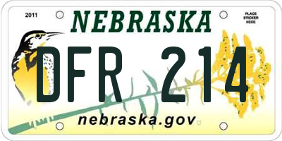 NE license plate DFR214