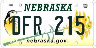 NE license plate DFR215