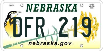 NE license plate DFR219