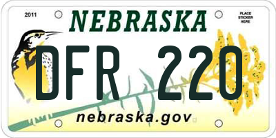 NE license plate DFR220
