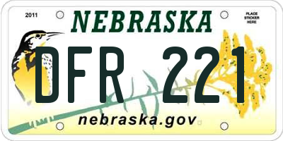 NE license plate DFR221