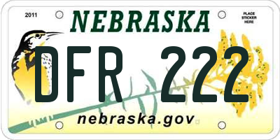 NE license plate DFR222