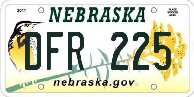 NE license plate DFR225