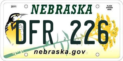 NE license plate DFR226
