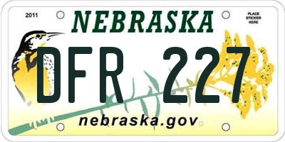 NE license plate DFR227