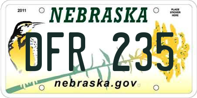 NE license plate DFR235