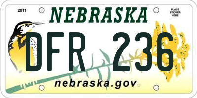NE license plate DFR236