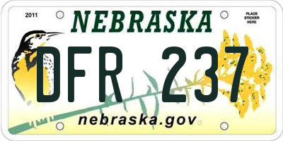 NE license plate DFR237