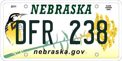 NE license plate DFR238