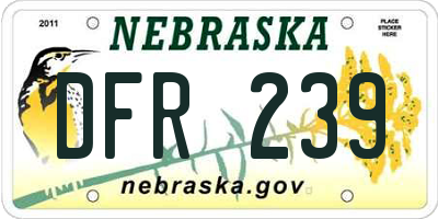 NE license plate DFR239