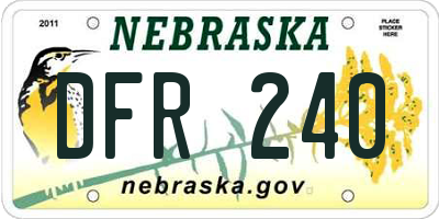 NE license plate DFR240