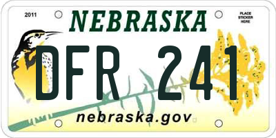 NE license plate DFR241
