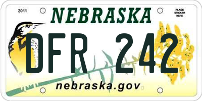 NE license plate DFR242