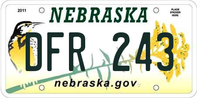 NE license plate DFR243