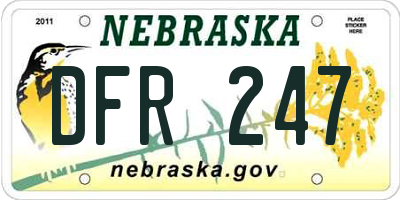 NE license plate DFR247