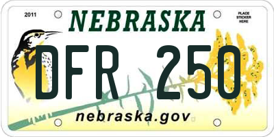 NE license plate DFR250
