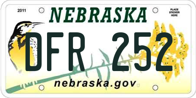 NE license plate DFR252