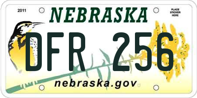 NE license plate DFR256