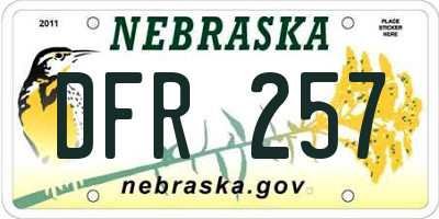 NE license plate DFR257