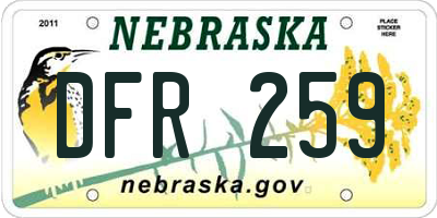 NE license plate DFR259