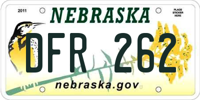 NE license plate DFR262