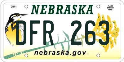 NE license plate DFR263