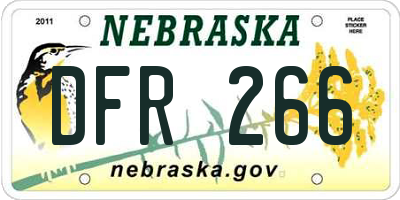 NE license plate DFR266