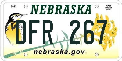 NE license plate DFR267