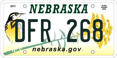NE license plate DFR268