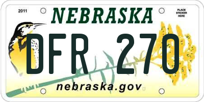 NE license plate DFR270