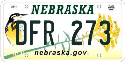 NE license plate DFR273